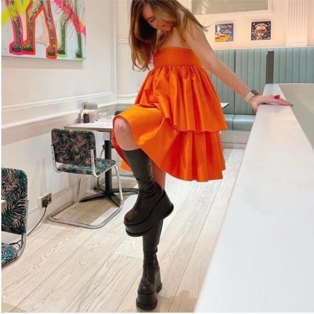 Nwt Rotate Birger Christensen Carmina Tiered Mini Dress Orange